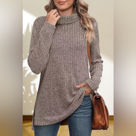 Gentle Slope High Low Thick Turtleneck Sweater - Picture 3 of 5